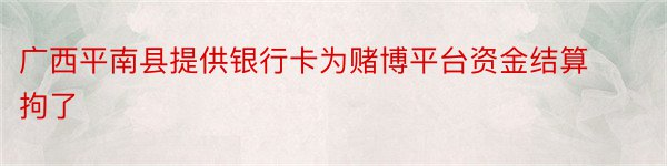 广西平南县提供银行卡为赌博平台资金结算拘了