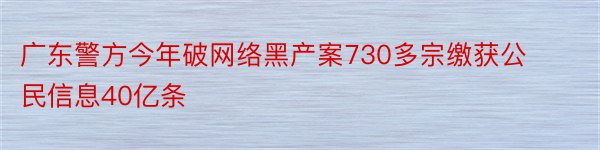 广东警方今年破网络黑产案730多宗缴获公民信息40亿条